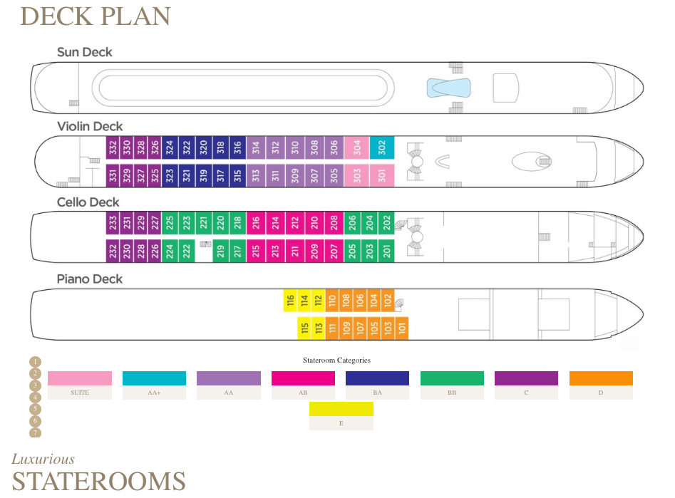 The beautiful AMACerto, deck plan