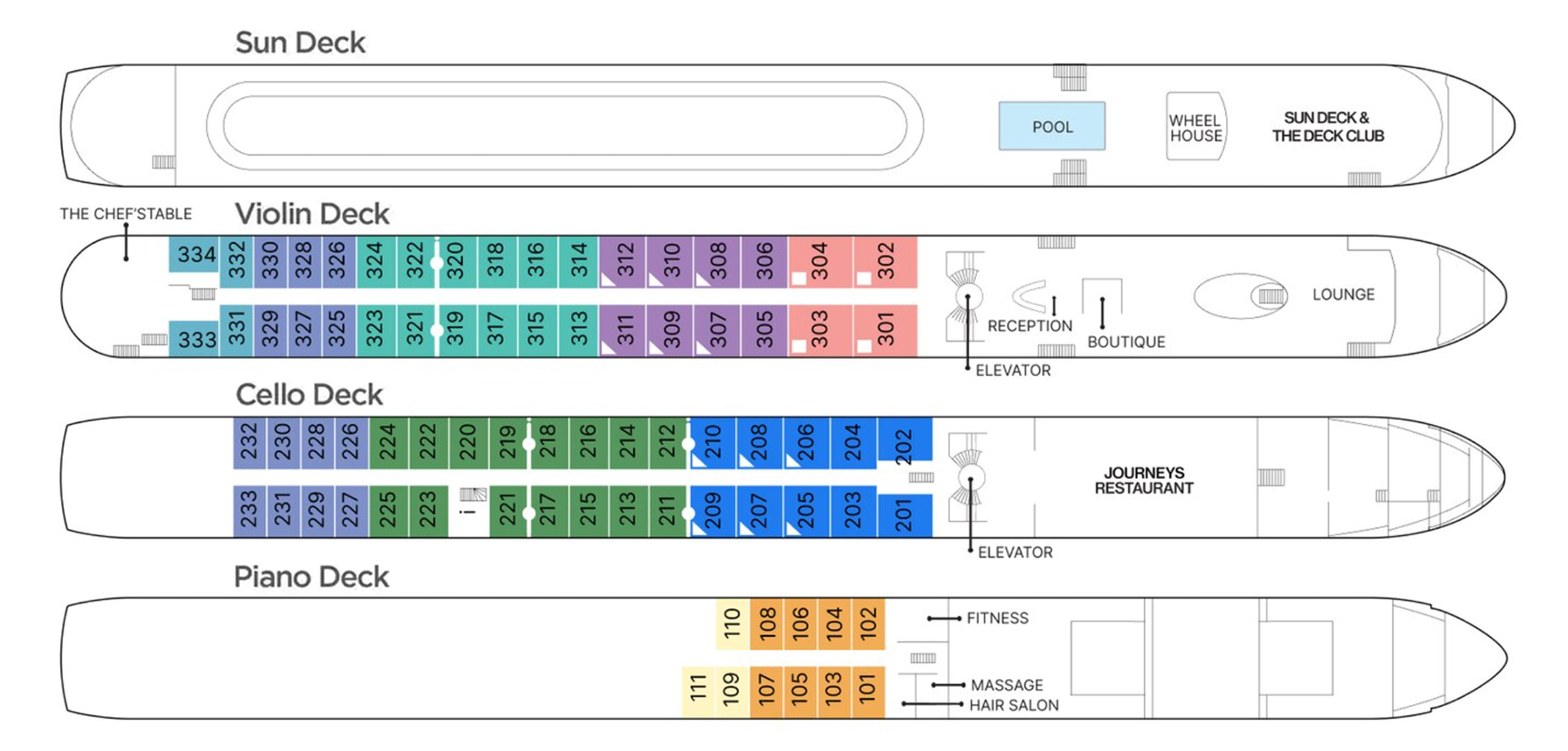 The beautiful AmaSiena, deck plan
